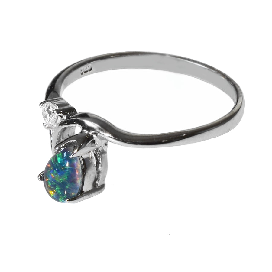 Sterling Silver Black Triplet Opal Ring 17R-TR (Size L or 6)
