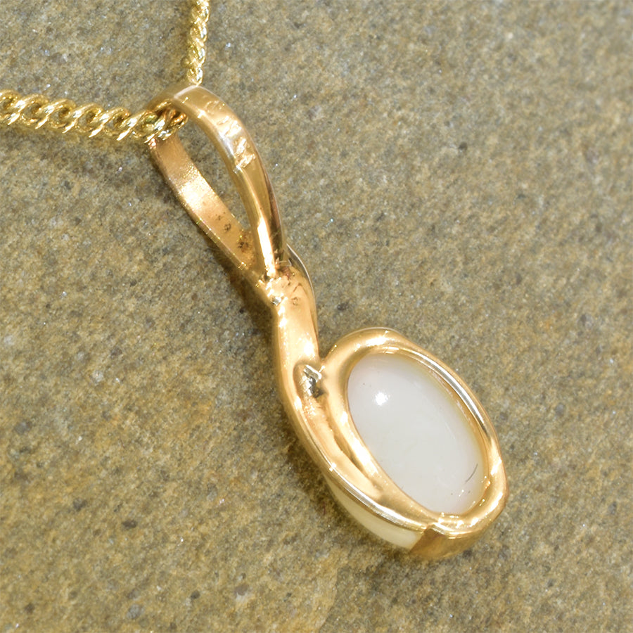 18K Yellow Gold White Opal Necklace 18KY1-OPSBYK0001(8x6)