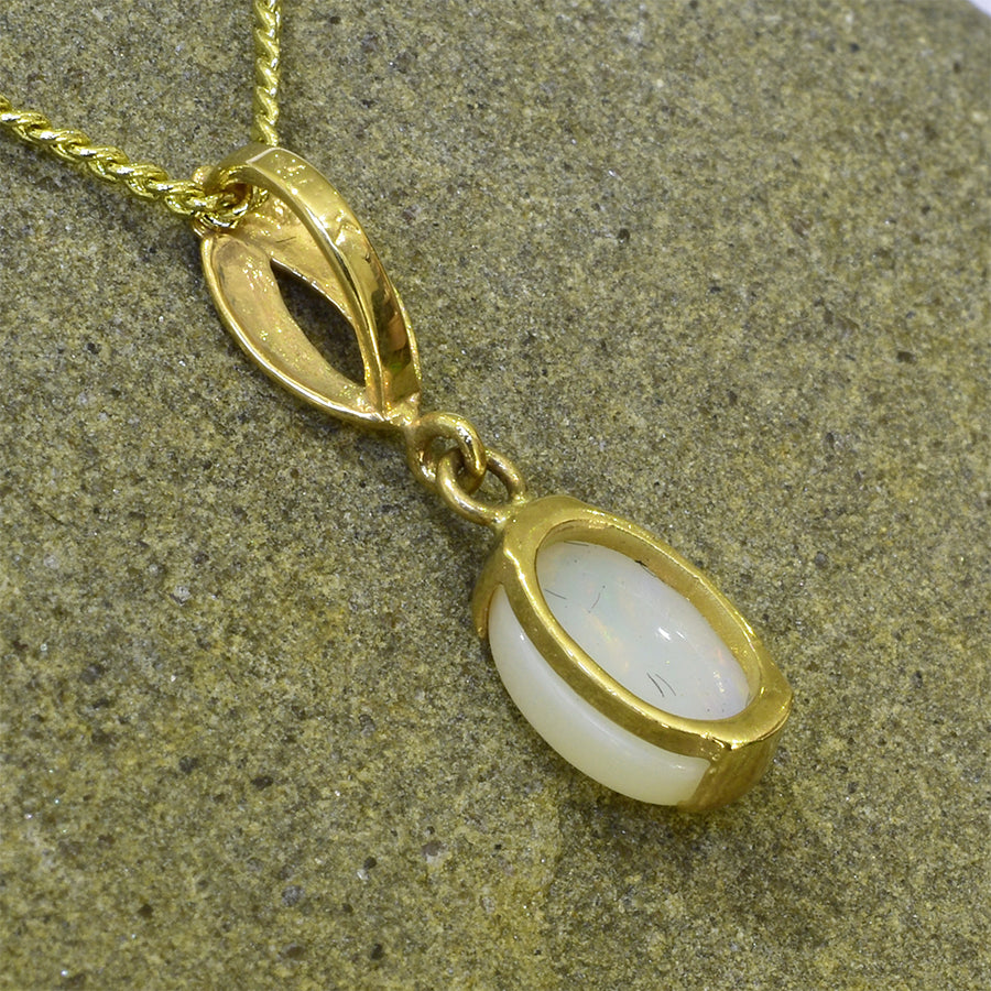 18K Yellow Gold White Opal Necklace 18KY1-OPSBYK0002(8x6)
