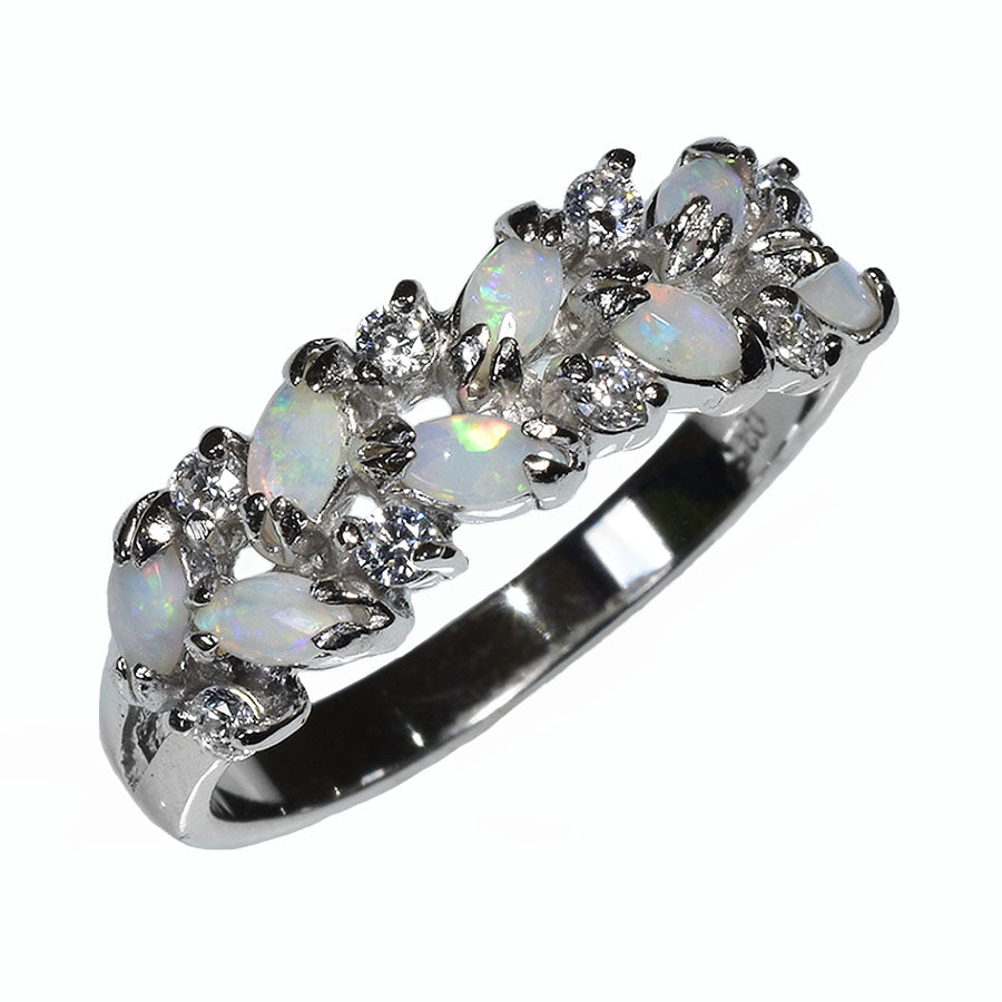 Sterling Silver Solid Light Multi-Opal Ring 20R-SR (size UK-R, US-9))