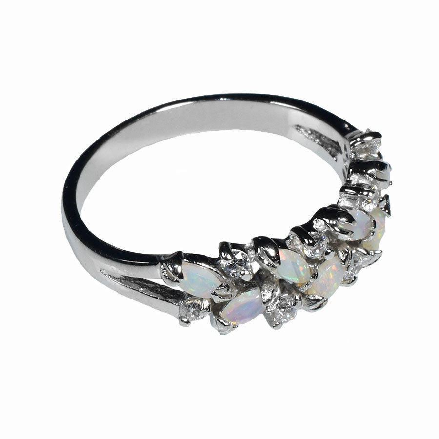 Sterling Silver Solid Light Multi-Opal Ring 20R-SR (size UK-R, US-9))