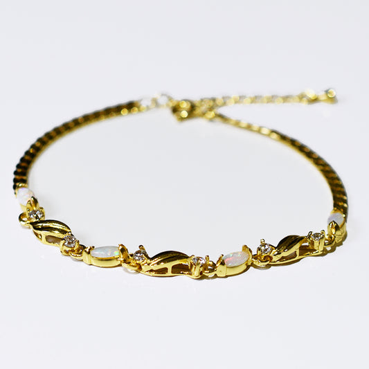 Sterling Silver Solid Light Opal Bracelet 18K GP 22B-SG