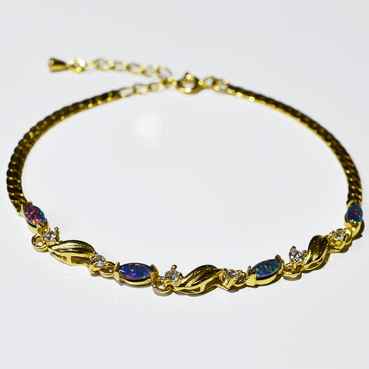 Sterling Silver Black Triplet Opal Bracelet 18K GP 22B-TG