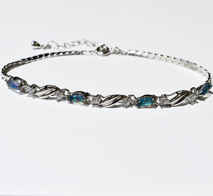 Sterling Silver Black Triplet Opal Bracelet 22B-TR (6x3mm)Marquis