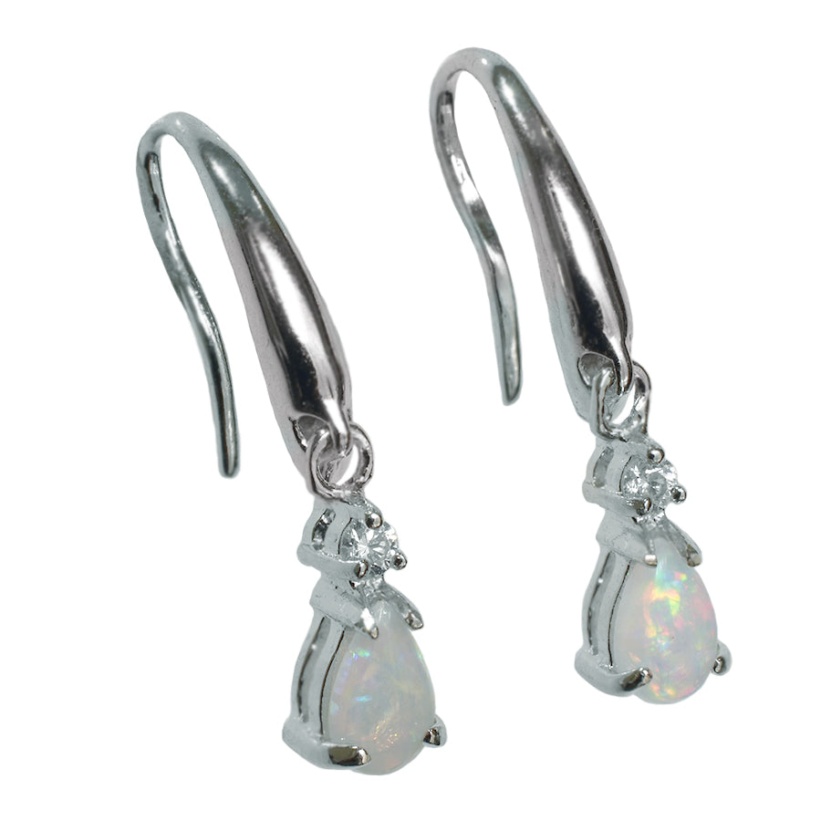 Sterling Silver Solid Light Opal Earrings 24E-6x4DSR