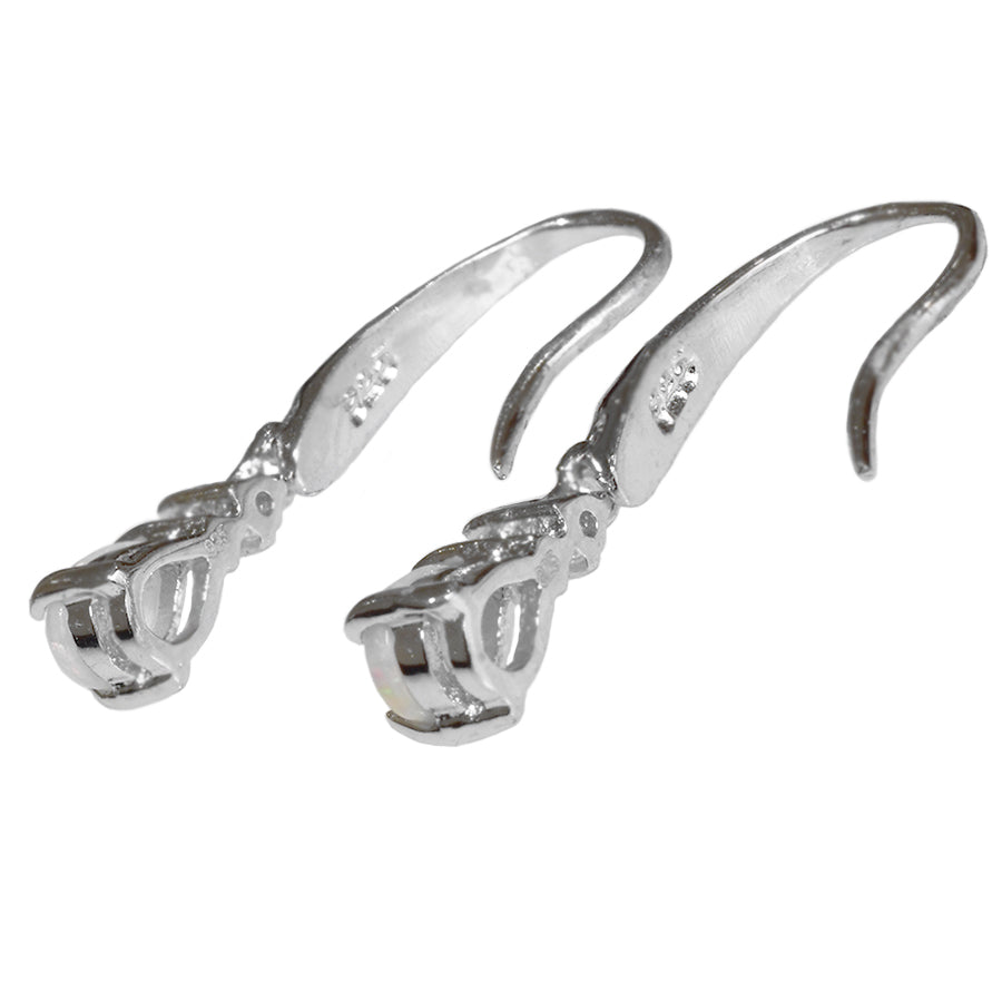 Sterling Silver Solid Light Opal Earrings 24E-6x4DSR