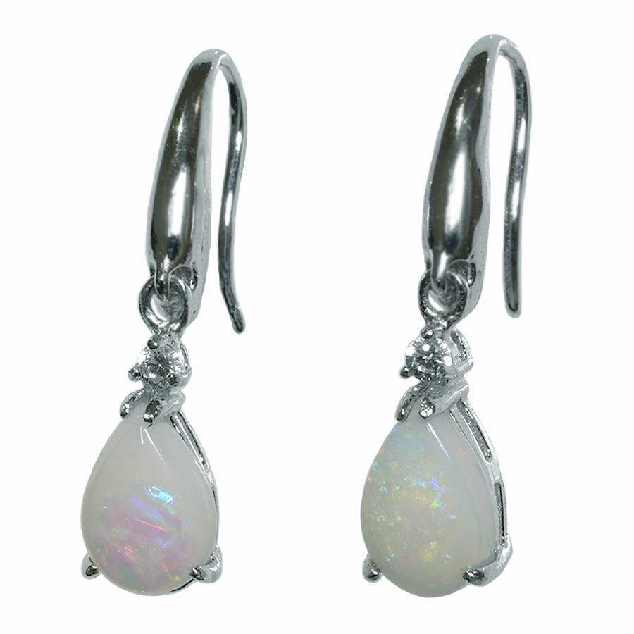 Sterling Silver Solid Light Opal Earrings 24E-9x6DSR