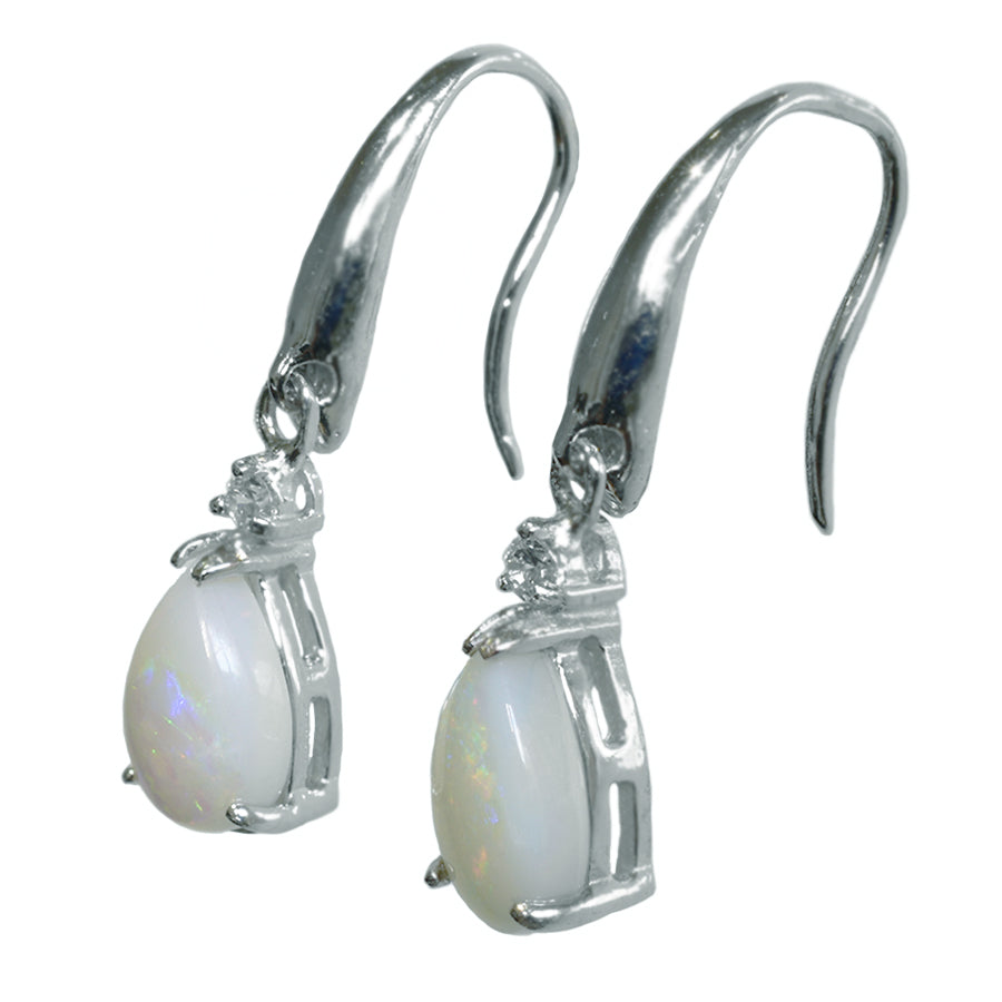 Sterling Silver Solid Light Opal Earrings 24E-9x6DSR