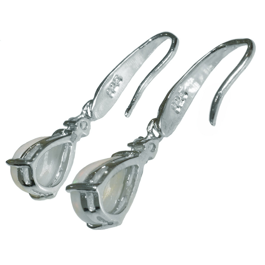Sterling Silver Solid Light Opal Earrings 24E-9x6DSR