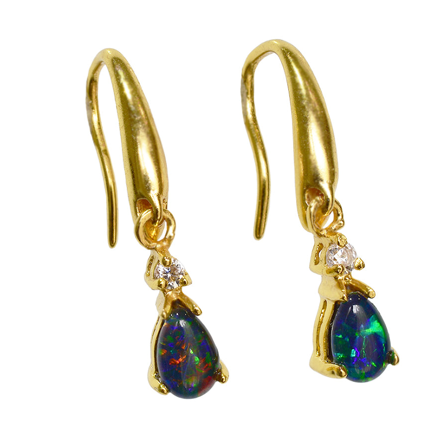 Sterling Silver Triplet Opal Earrings 18K GP (24E-TG6X4D)