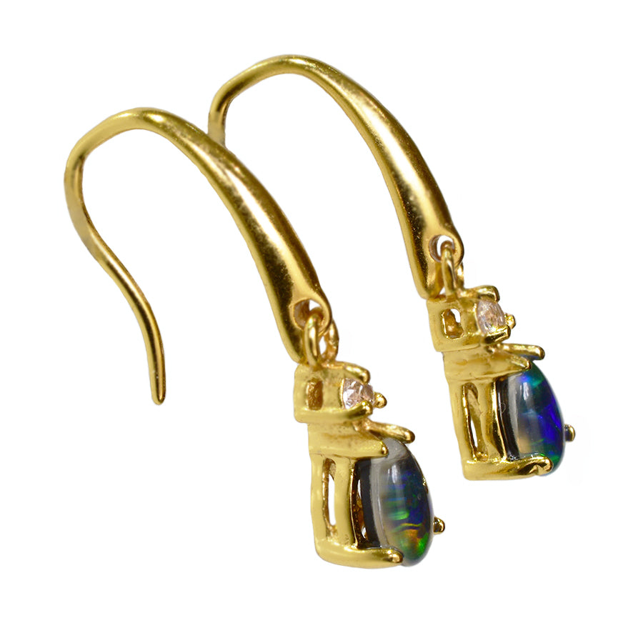 Sterling Silver Triplet Opal Earrings 18K GP (24E-TG6X4D)