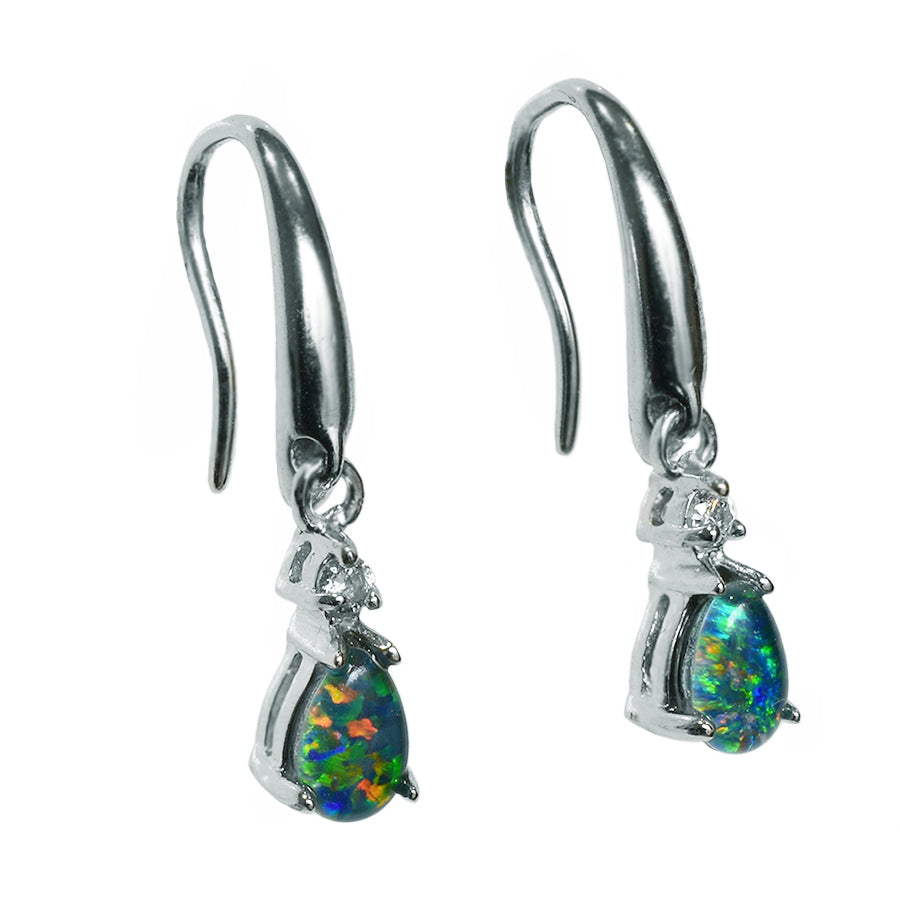 Sterling Silver Triplet Opal Earrings 24E-6x4DTR