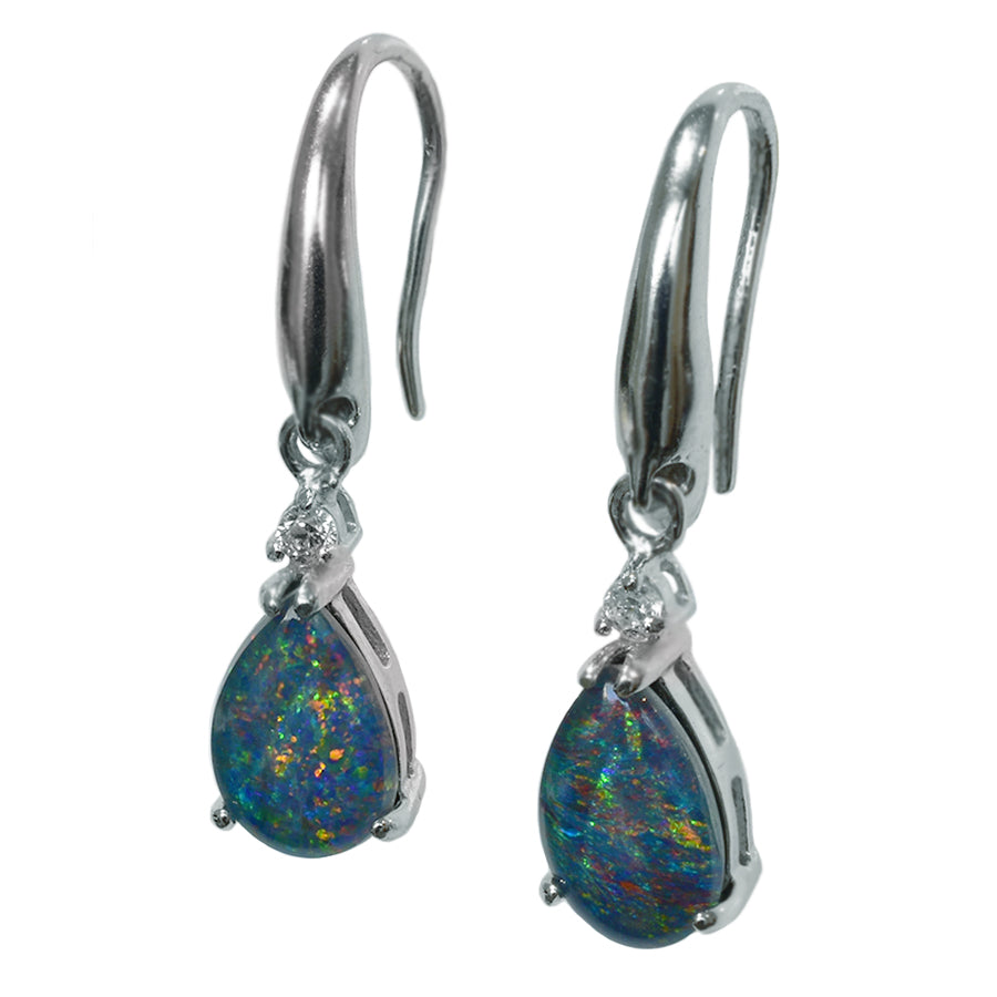 Sterling Silver Triplet Opal Earrings 24E-9x6DTR