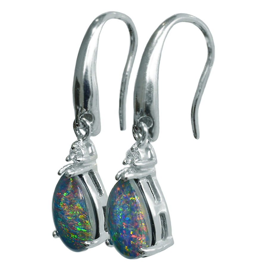 Sterling Silver Triplet Opal Earrings 24E-9x6DTR