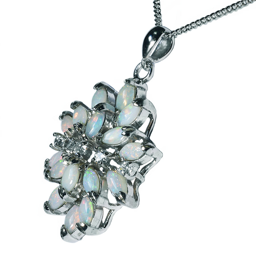 Large Solid Light Opal Sterling Silver Necklace 26P-SR