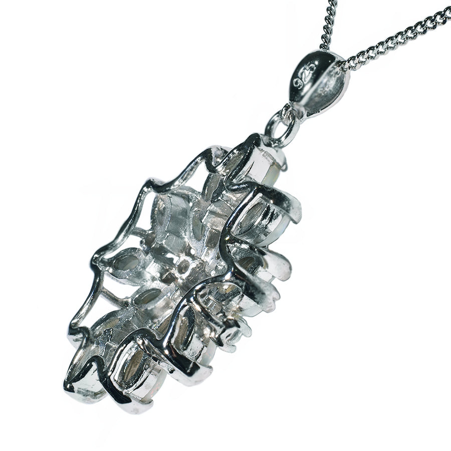 Large Solid Light Opal Sterling Silver Necklace 26P-SR 6x3