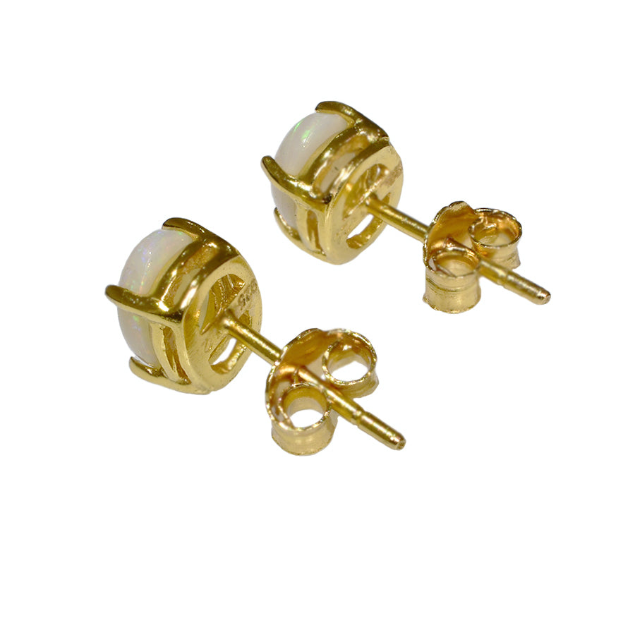 Sterling Silver Solid Light Opal Earrings 18K GP 28E-SG7x5