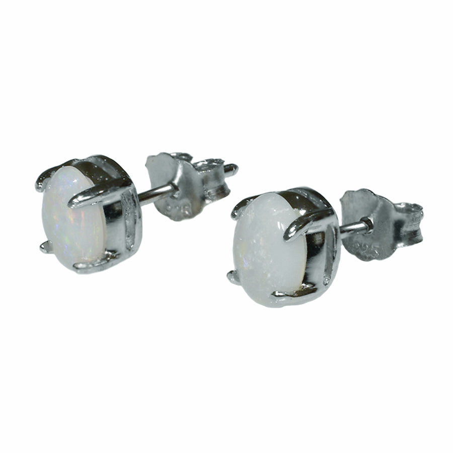 Sterling Silver Solid Light Opal Earrings 28E-SR7x5