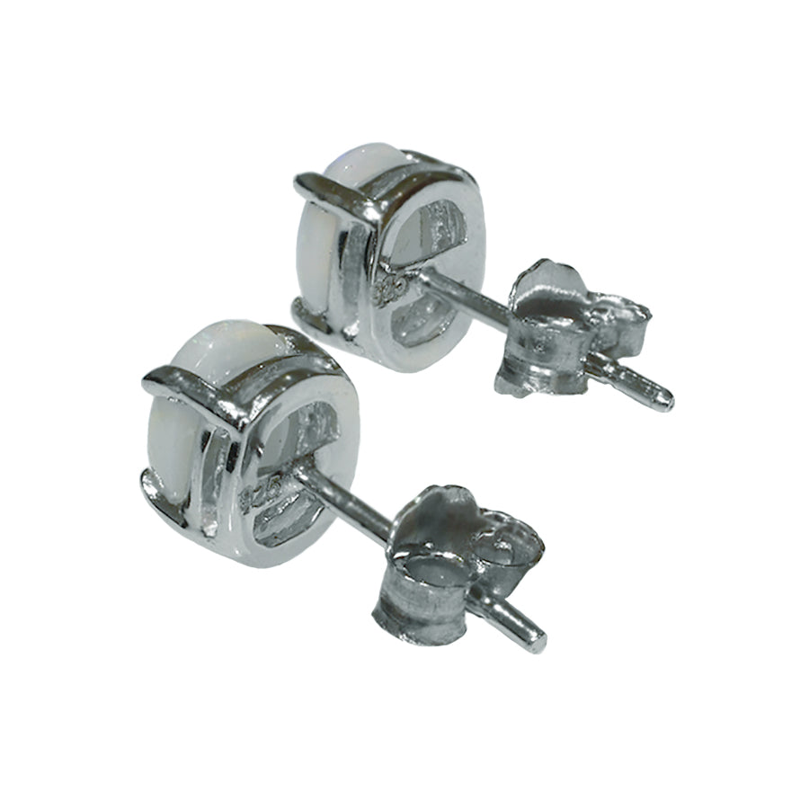 Sterling Silver Solid Light Opal Earrings 28E-SR7x5