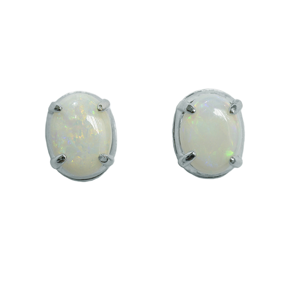 Sterling Silver Solid Light Opal Earrings (28E-SR8X6)