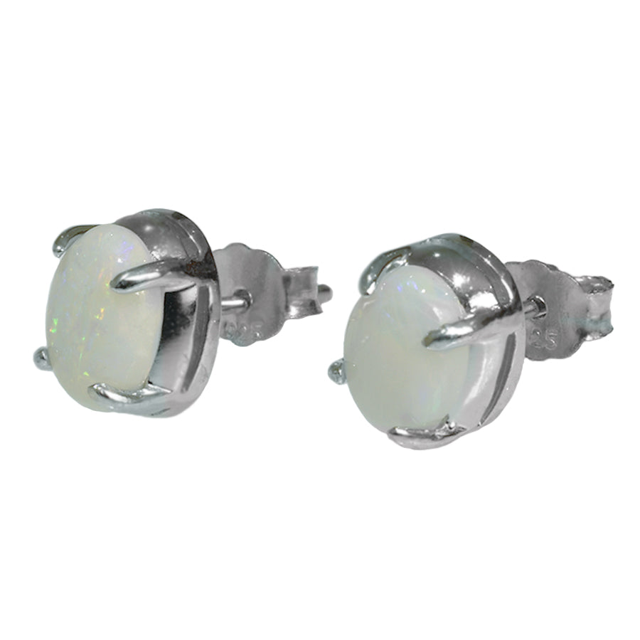 Sterling Silver Solid Light Opal Earrings (28E-SR8X6)