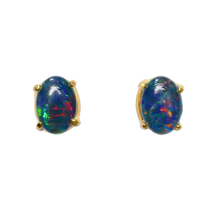 Sterling Silver Triplet Opal Earrings 18K GP 28E-TG7x5