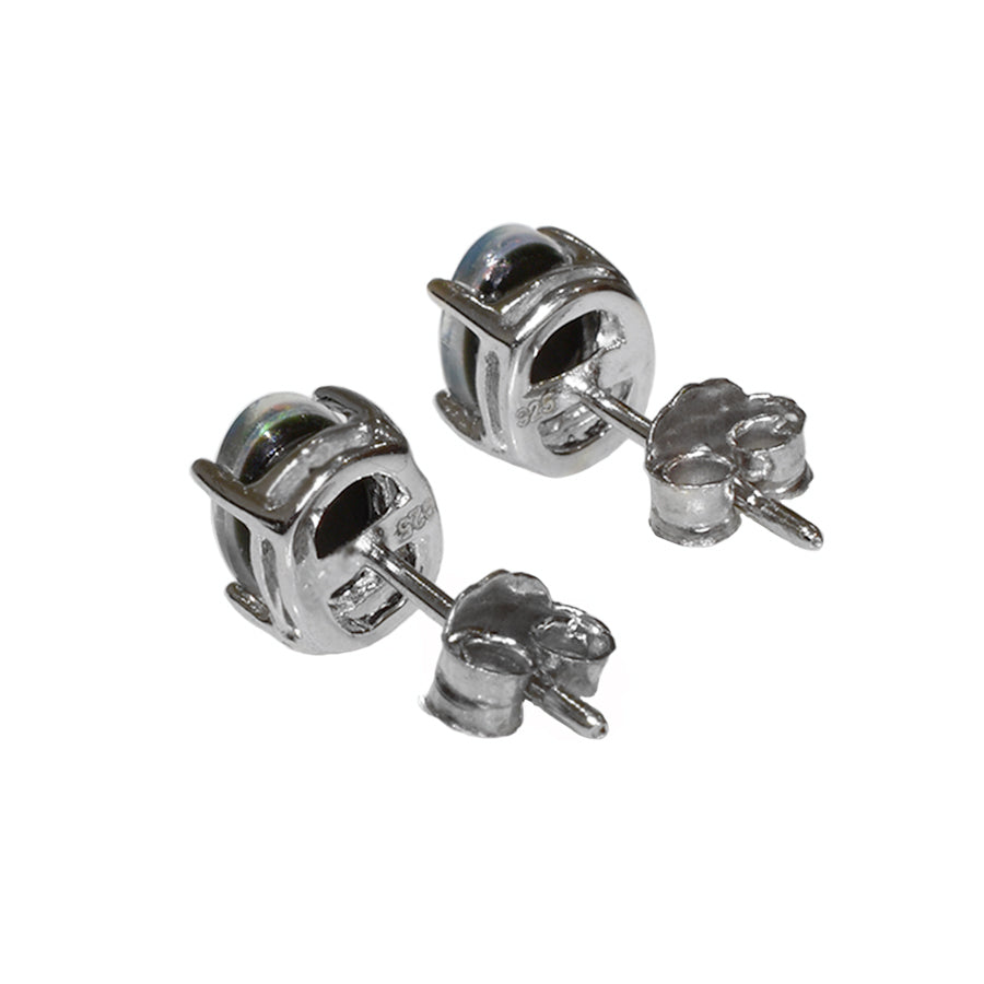 Sterling Silver Black Triplet Opal Earrings 28E-TR7x5