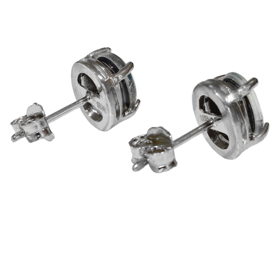 Sterling Silver Black Triplet Opal Earrings (28E-TR8X6)