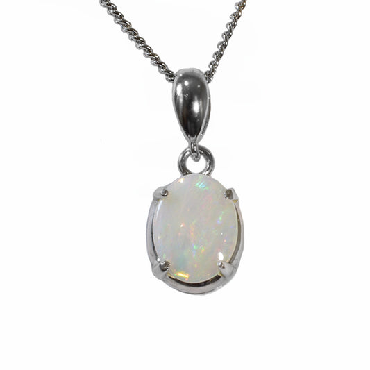 Solid Opal Sterling Silver Necklace 28P-9X7SR