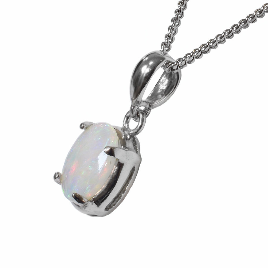 Solid Opal Sterling Silver Necklace 28P-9X7SR