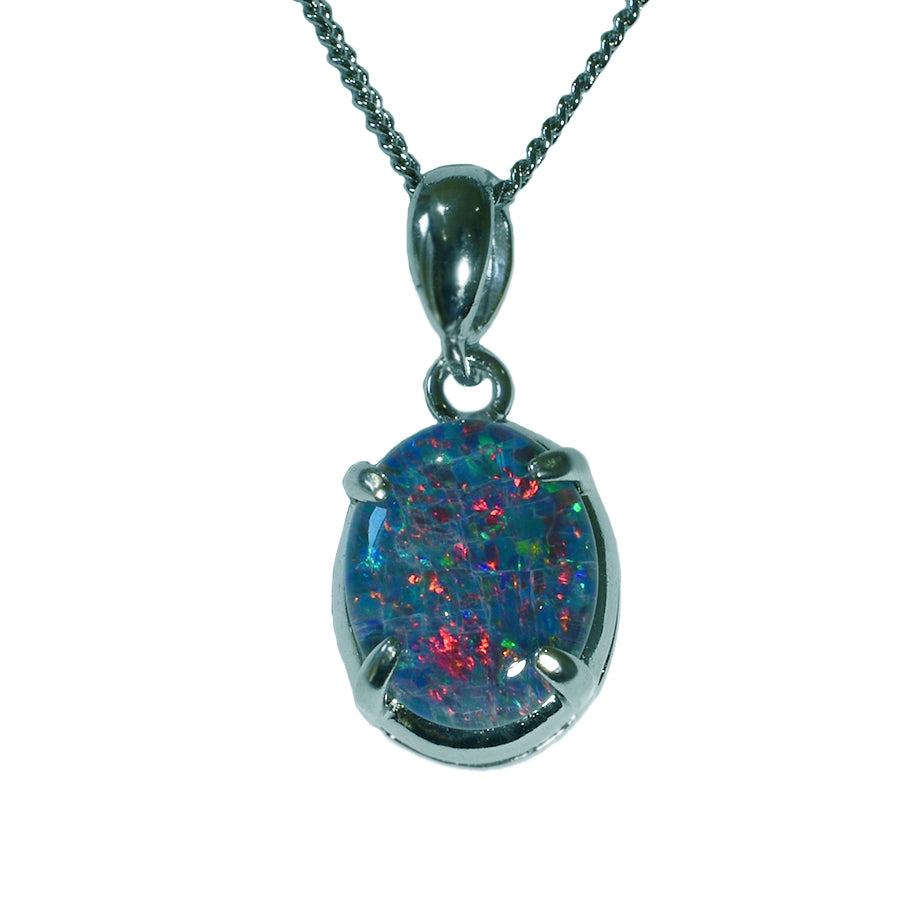 Triplet Opal Sterling Silver Necklace 28P-11X9TR