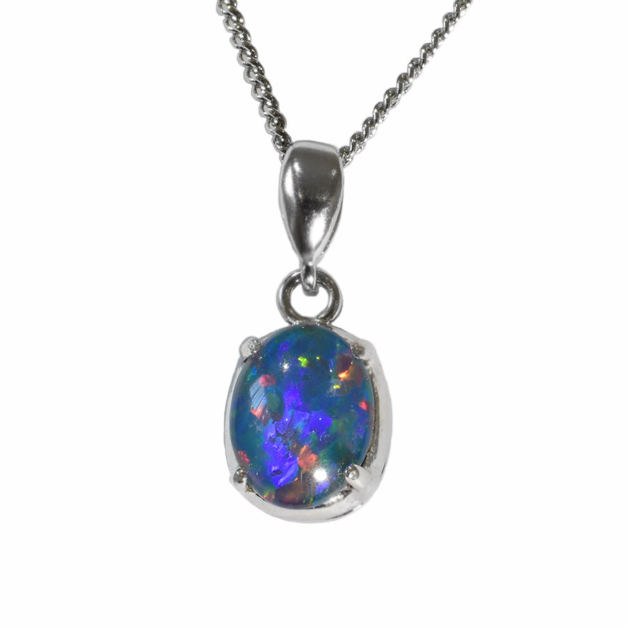 Triplet Opal Sterling Silver Necklace 28P-9X7TR