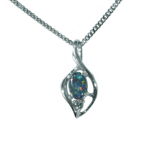 Triplet Opal Sterling Silver Necklace  29P TR 6x4