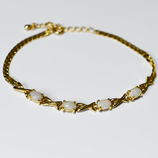 Sterling Silver Solid Light Opal Bracelet 18K GP 34B-SG