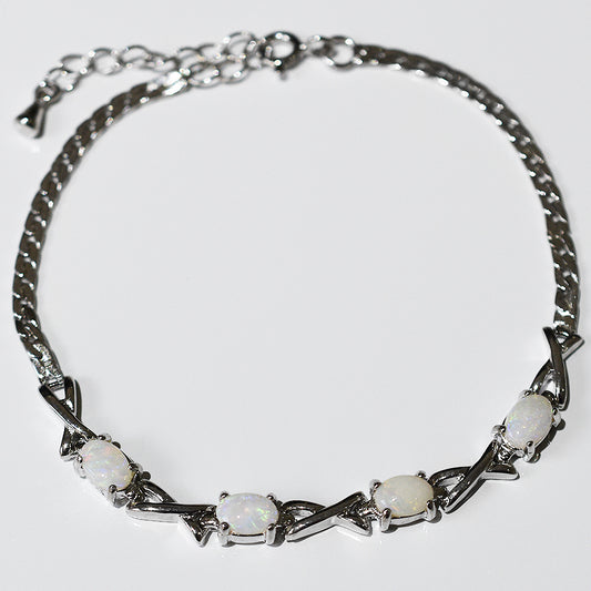 Sterling Silver Solid Light Opal Bracelet 34B-SR
