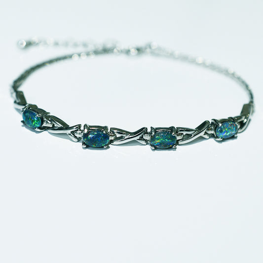 Sterling Silver Black Triplet Opal Bracelet 34B-TR