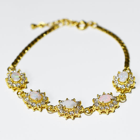 Sterling Silver Solid Light Opal Bracelet 18K GP 35B-SG