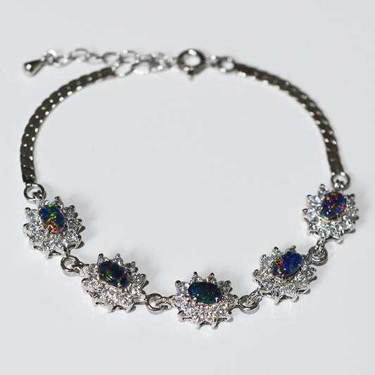 Sterling Silver Black Triplet Opal Bracelet 35B-TR