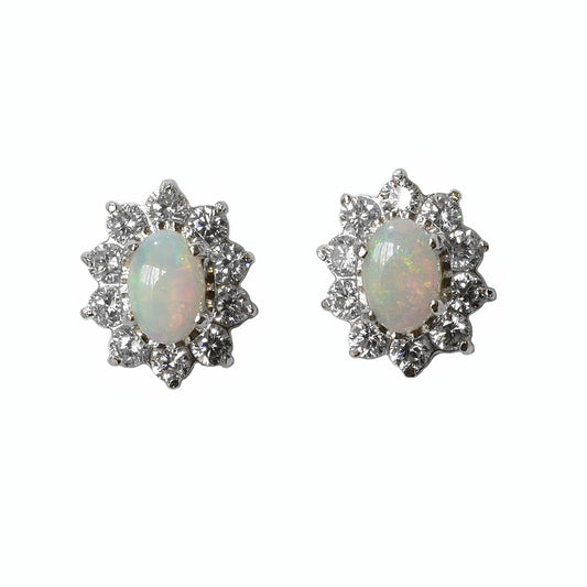Sterling Silver Solid Light Opal Earrings (35E-SR7x5)