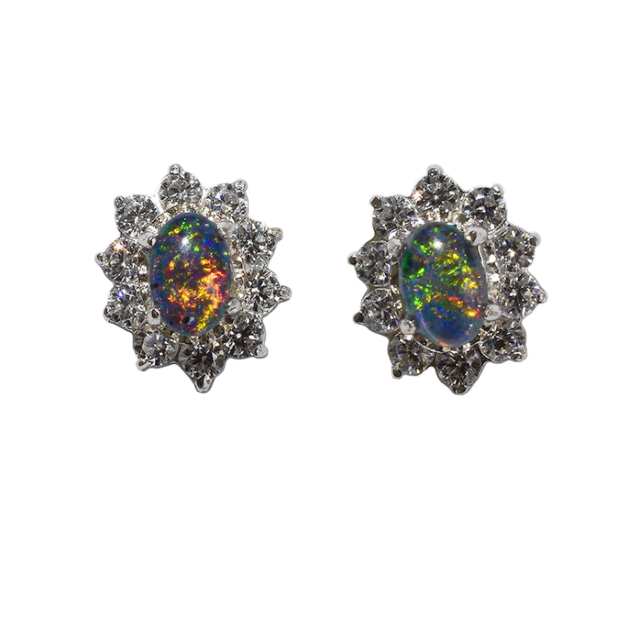 Sterling Silver Triplet Opal Earrings 35E-TR