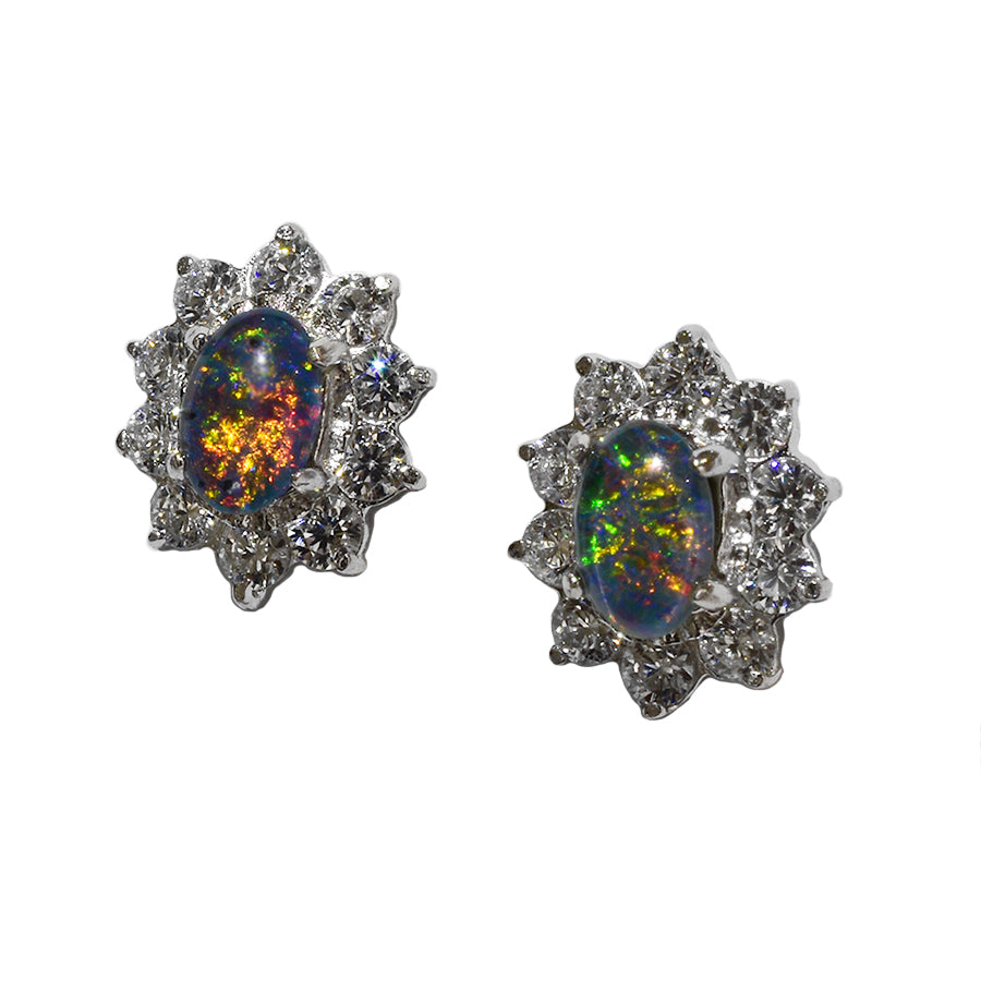 Sterling Silver Triplet Opal Earrings (35E-TR)