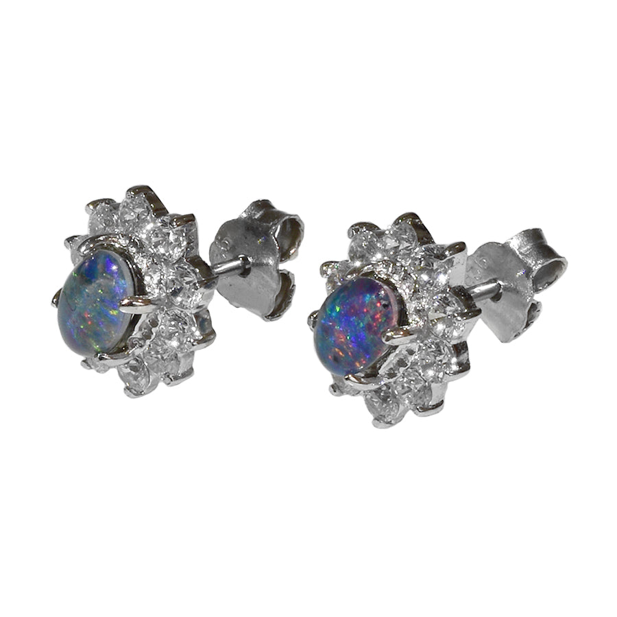 Sterling Silver Triplet Opal Earrings 35E-TR