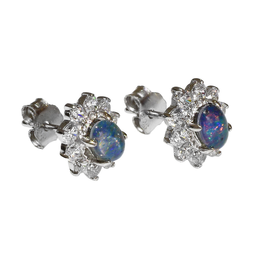 Sterling Silver Triplet Opal Earrings 35E-TR