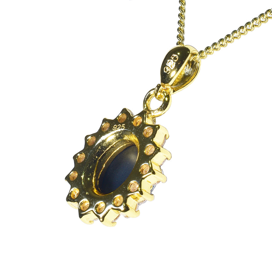 Triplet Opal Sterling Silver Necklace 18K GP 35P-10X8TG