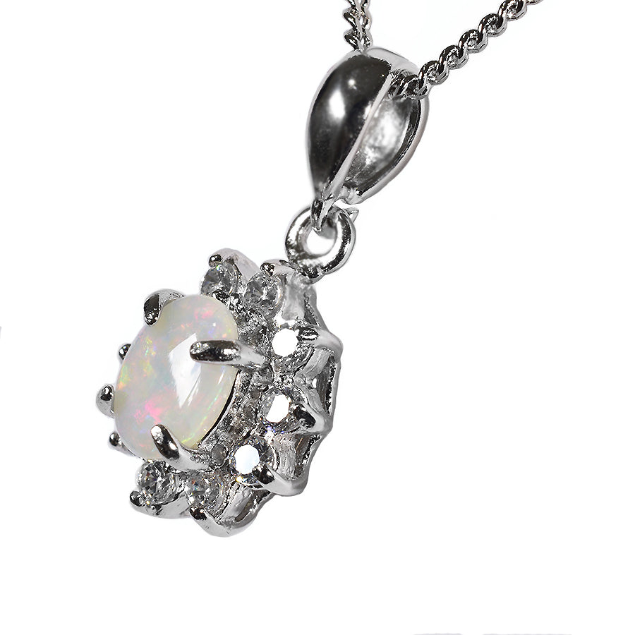 Solid Opal Sterling Silver Necklace 35P-7X5SR