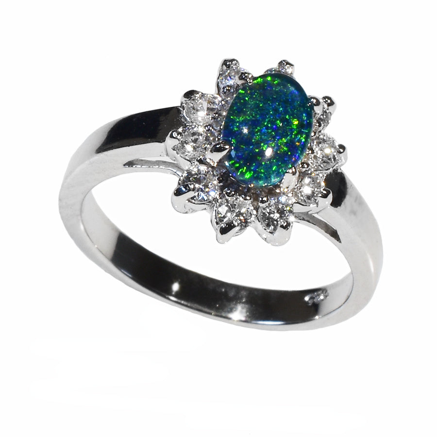 Sterling Silver Black Triplet Opal Ring 35R-TR