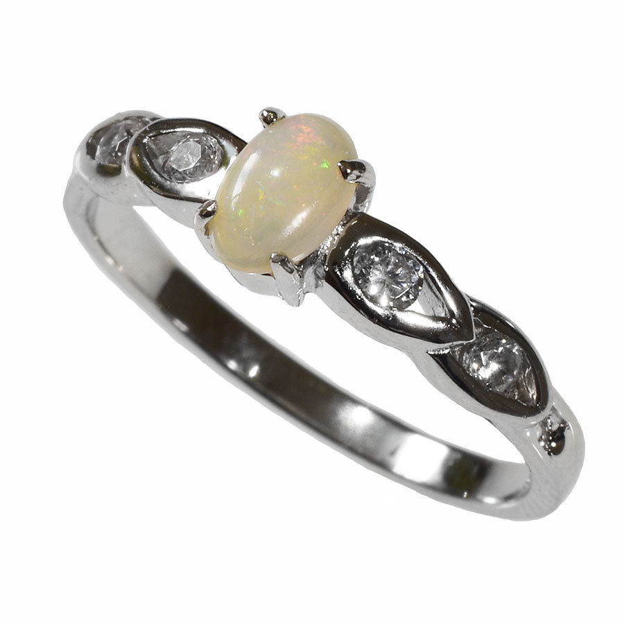 Sterling Silver Solid Crystal Opal Ring 44R-SR (SIZE P/7.5)