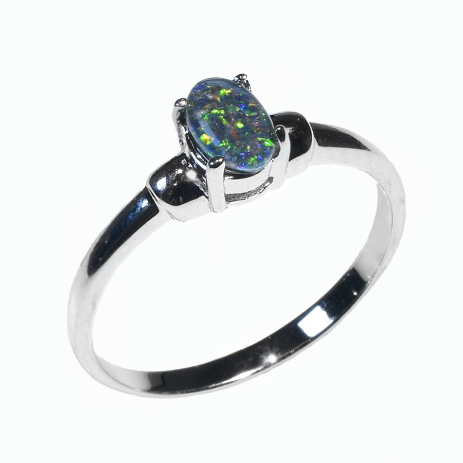 Sterling Silver Black Triplet Opal Ring 45R-TR (Size British N/US 7)