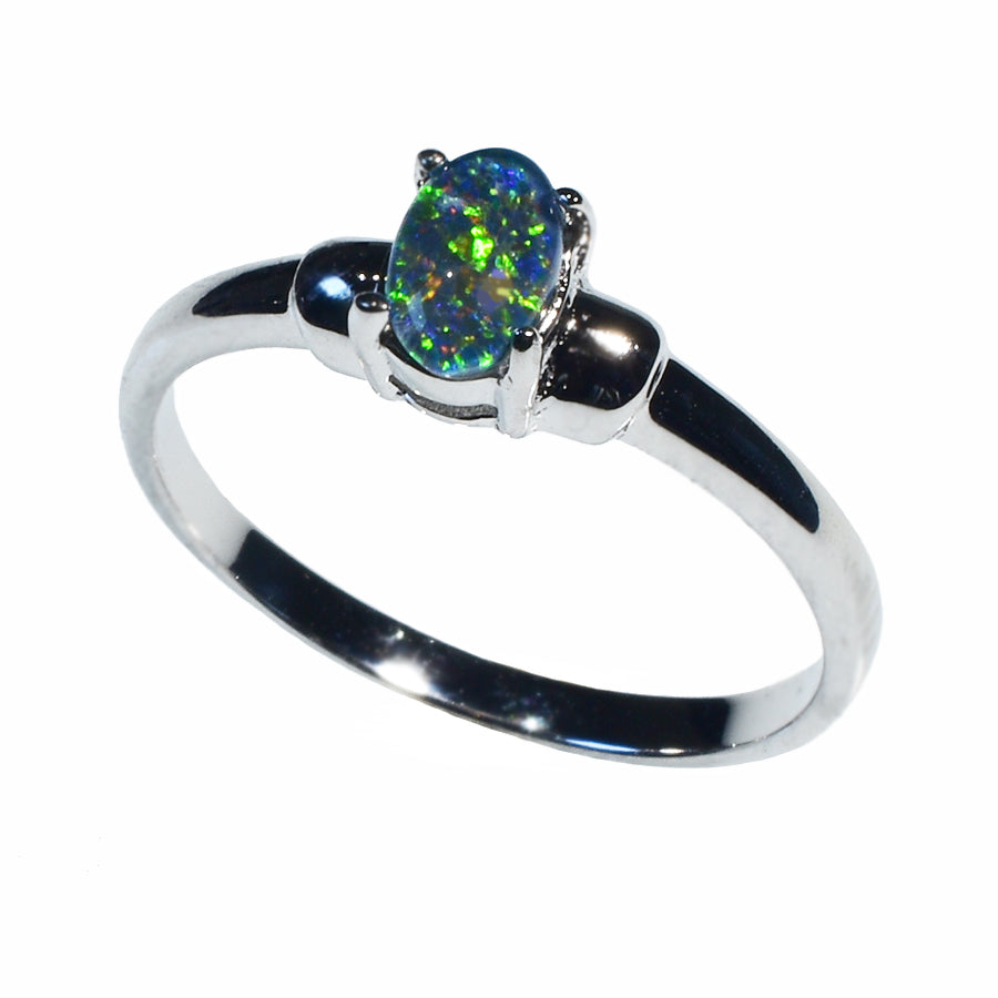 Sterling Silver Black Triplet Opal Ring 45R-TR (Size British N/US 7)