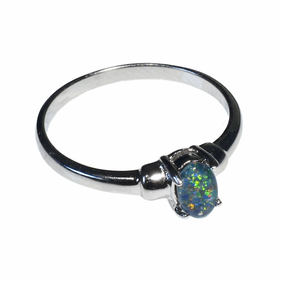 Sterling Silver Black Triplet Opal Ring 45R-TR (Size British N/US 7)